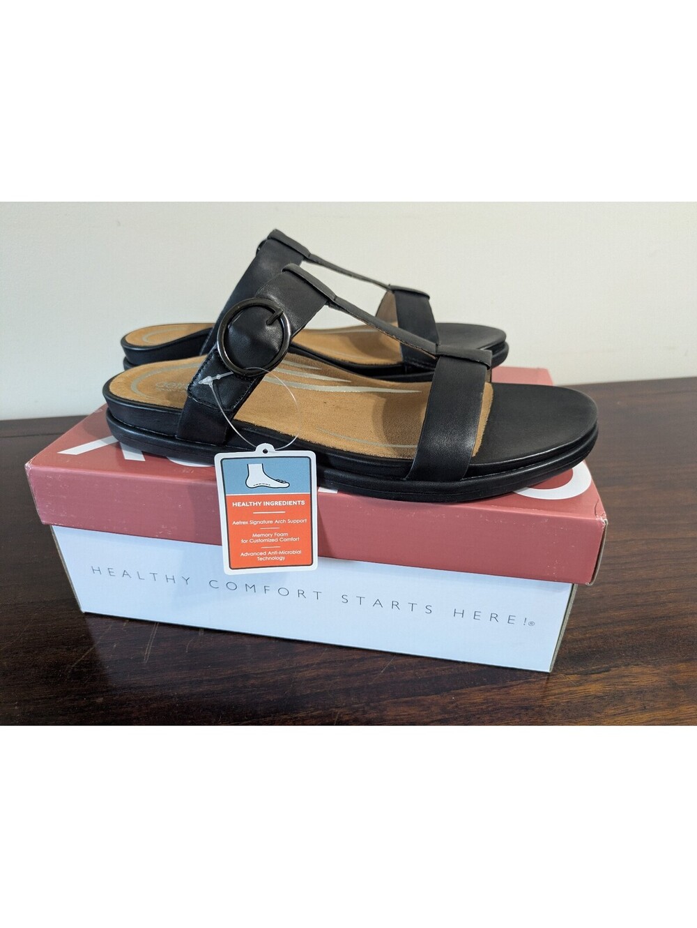 Aetrex Blaire Black Women's Sandals Size 10 US